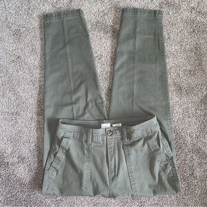 Olive Green Ankle Trouser With Utility Pockets